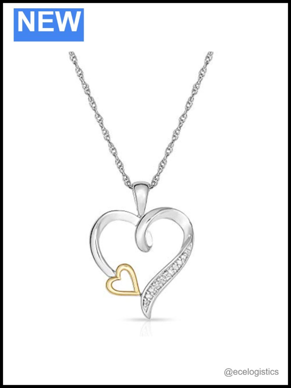 NATALIA DRAKE Small Natural Diamond Open Heart Necklace for Women